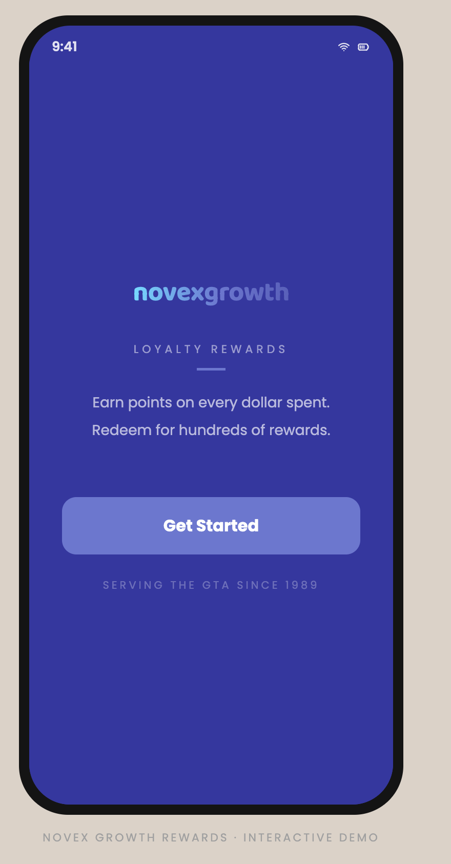 Novex Growth loyalty rewards mobile app